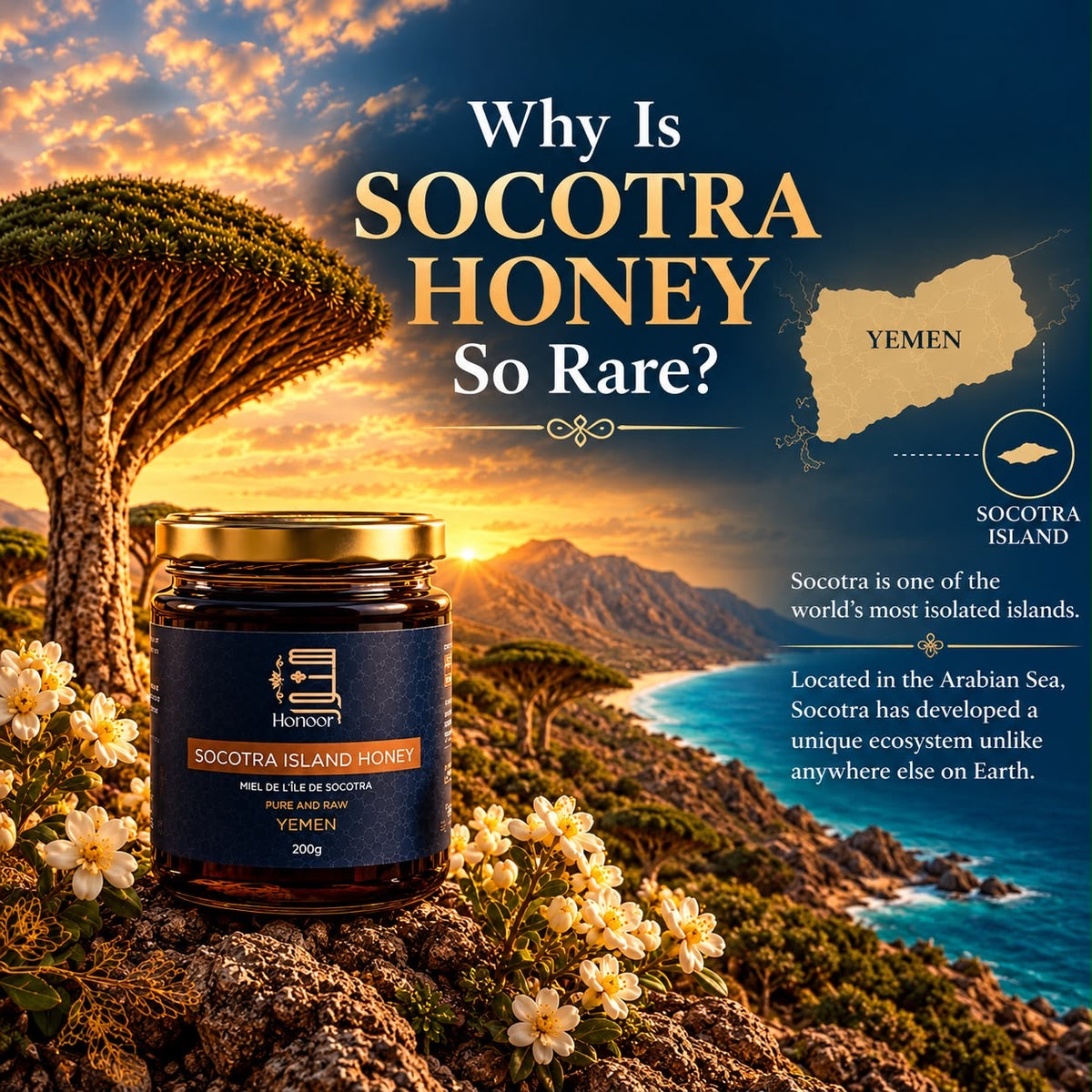 Rare Grade A+ Socotra Island Yemeni Wild Honey