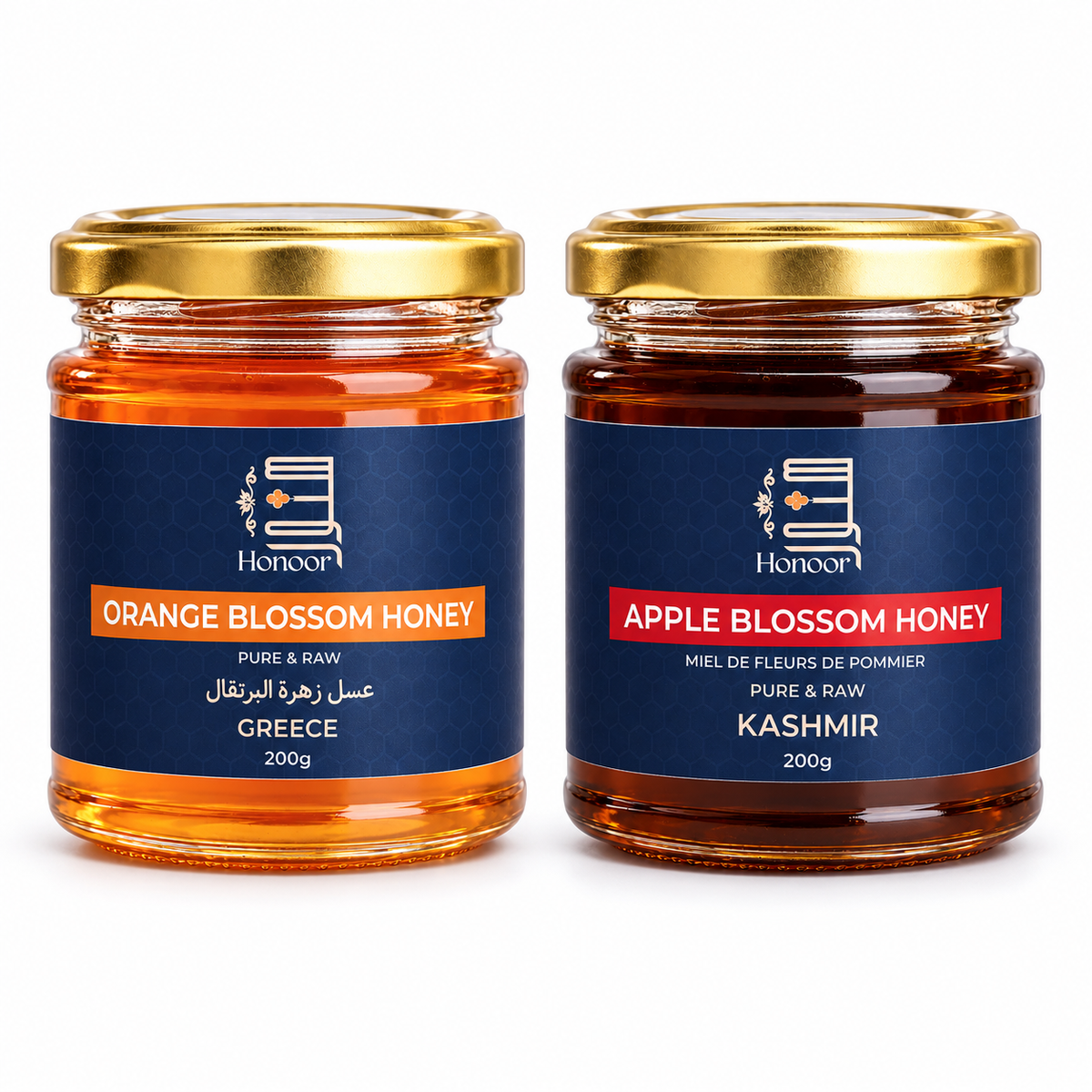 Apple Blossom Honey and Orange Blossom Honey Set (200gr each)